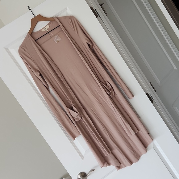 Beige button front knit maternity cardigan - Picture 5 of 7